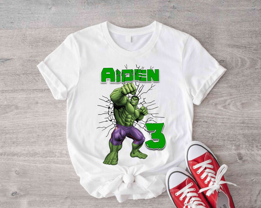 Superhero Birthday T Shirt, Hulk theme Party, Iron Man, Hulk Personalized shirt Kids, Gift Birthday Shirt, family tees Custom