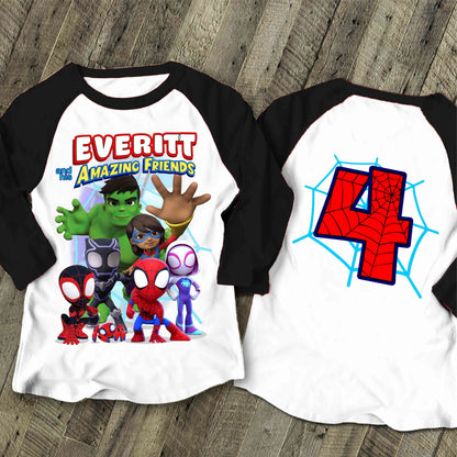 Spiderman Inspired Birthday T Shirt, Spidey & His friends theme Party, Gift Birthday Shirt, family tees Custom