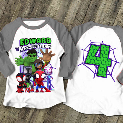 Spiderman Inspired Birthday T Shirt, Spidey & His friends theme Party, Gift Birthday Shirt, family tees Custom