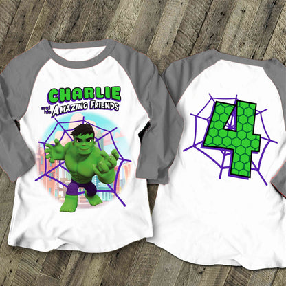 Spiderman Inspired Birthday T Shirt, Hulk & His friends theme Party, Personalized shirt, Gift Birthday Shirt, family tees Custom