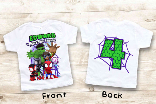 Spiderman Inspired Birthday T Shirt, Spider & His friends theme Party, Spidey Personalized shirt, Gift Birthday Shirt, family tees Custom