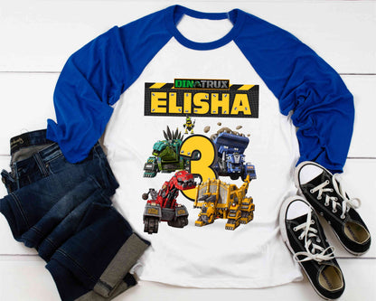 Truck Birthday T Shirt, DinoTruck theme Party, Iron Man, Hulk Personalized shirt Kids, Gift Birthday Shirt, family tees Custom