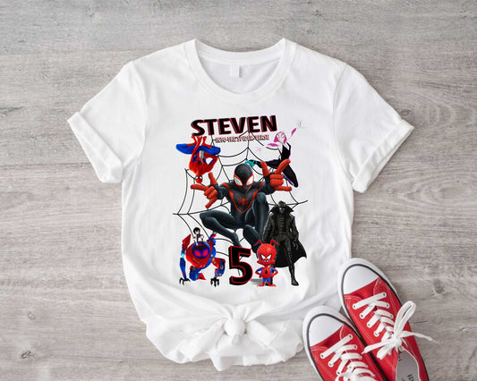 Spiderman Inspired Birthday T Shirt, Miles Morales theme Party, Personalized shirt, Gift Birthday Shirt, family tees Custom