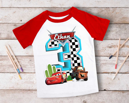 Cars Birthday T Shirt, Lightning Mcqueen theme Party, Gift Birthday Shirt, family tees Custom