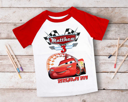 Cars Birthday T Shirt, Lightning Mcqueen theme Party, Gift Birthday Shirt, family tees Custom
