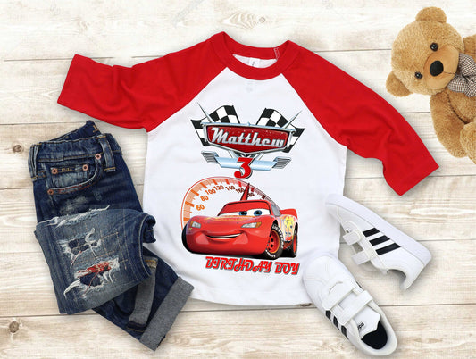 Cars Birthday T Shirt, Lightning Mcqueen theme Party, Gift Birthday Shirt, family tees Custom