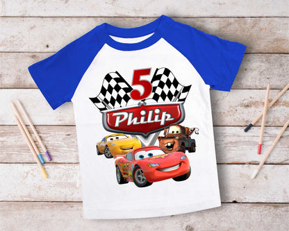 Cars Birthday T Shirt, Lightning Mcqueen theme Party, Gift Birthday Shirt, family tees Custom