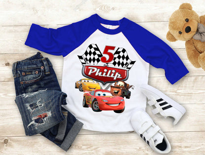 Cars Birthday T Shirt, Lightning Mcqueen theme Party, Gift Birthday Shirt, family tees Custom