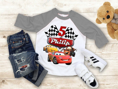 Cars Birthday T Shirt, Lightning Mcqueen theme Party, Gift Birthday Shirt, family tees Custom