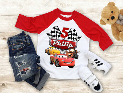 Cars Birthday T Shirt, Lightning Mcqueen theme Party, Gift Birthday Shirt, family tees Custom