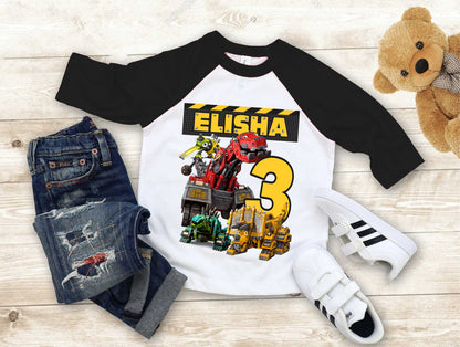 Truck Birthday T Shirt, DinoTruck theme Party, Iron Man, Hulk Personalized shirt Kids, Gift Birthday Shirt, family tees Custom