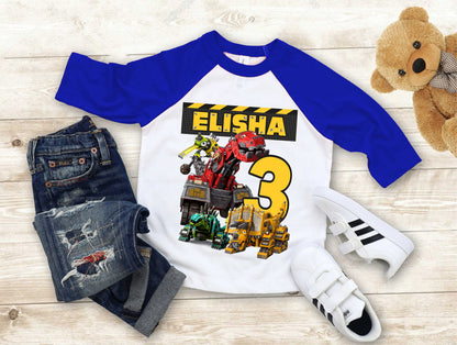 Truck Birthday T Shirt, DinoTruck theme Party, Iron Man, Hulk Personalized shirt Kids, Gift Birthday Shirt, family tees Custom