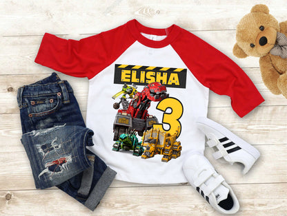 Truck Birthday T Shirt, DinoTruck theme Party, Iron Man, Hulk Personalized shirt Kids, Gift Birthday Shirt, family tees Custom