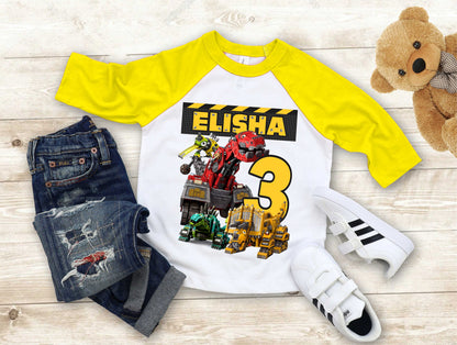 Truck Birthday T Shirt, DinoTruck theme Party, Iron Man, Hulk Personalized shirt Kids, Gift Birthday Shirt, family tees Custom