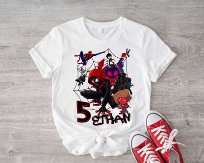 Spiderman Inspired Birthday T Shirt, Miles Morales theme Party, Personalized shirt, Gift Birthday Shirt, family tees Custom