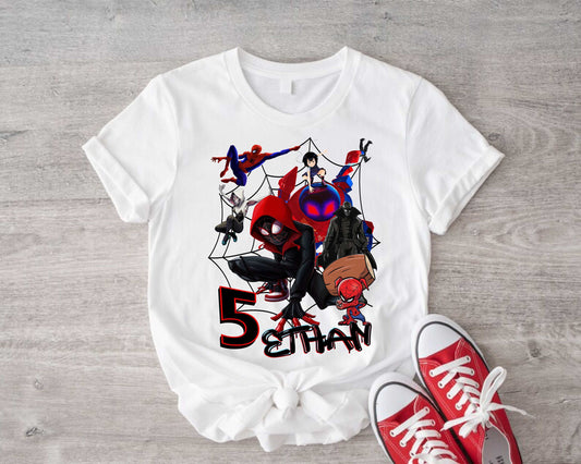 Spiderman Inspired Birthday T Shirt, Miles Morales theme Party, Personalized shirt, Gift Birthday Shirt, family tees Custom