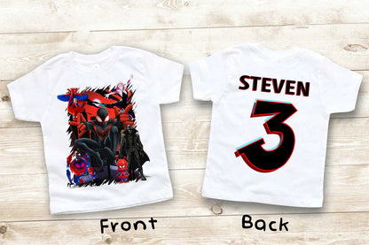Spiderman Inspired Birthday T Shirt, Miles Morales theme Party , Personalized shirt, Gift Birthday Shirt, family tees Custom