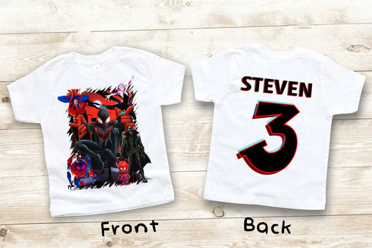Spiderman Inspired Birthday T Shirt, Miles Morales theme Party , Personalized shirt, Gift Birthday Shirt, family tees Custom
