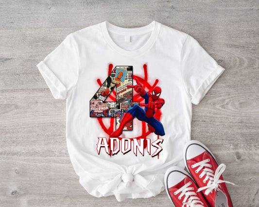 Spiderman Inspired Birthday T Shirt, Miles Morales theme Party, Personalized shirt, Gift Birthday Shirt, family tees Custom
