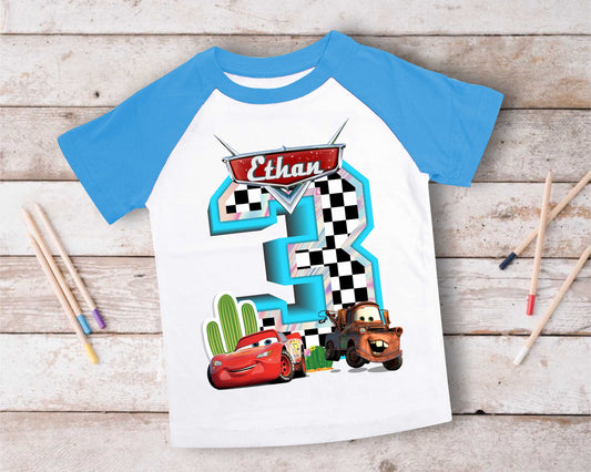 Cars Birthday T Shirt, Lightning Mcqueen theme Party, Gift Birthday Shirt, family tees Custom