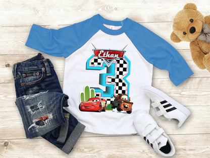 Cars Birthday T Shirt, Lightning Mcqueen theme Party, Gift Birthday Shirt, family tees Custom