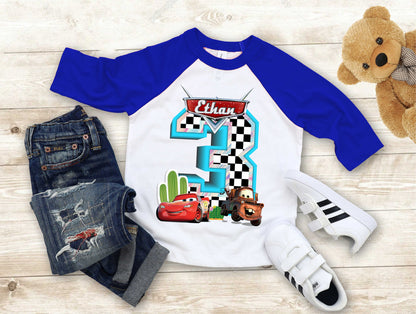 Cars Birthday T Shirt, Lightning Mcqueen theme Party, Gift Birthday Shirt, family tees Custom