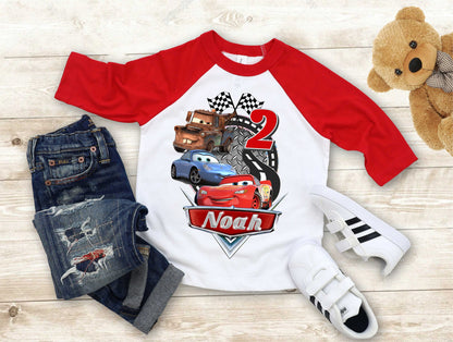 Cars Birthday T Shirt, Lightning Mcqueen theme Party, Gift Birthday Shirt, family tees Custom