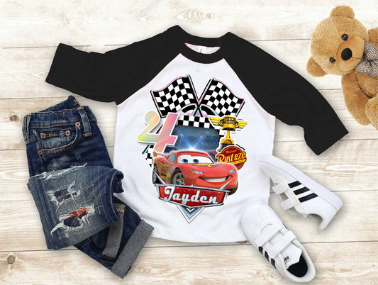 Cars Birthday T Shirt, Lightning Mcqueen theme Party, Gift Birthday Shirt, family tees Custom