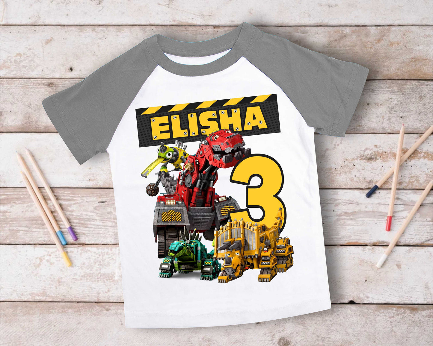 Truck Birthday T Shirt, DinoTruck theme Party, Iron Man, Hulk Personalized shirt Kids, Gift Birthday Shirt, family tees Custom