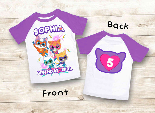 Super Kitties Inspired Birthday T Shirt, Super Kitties Party theme, Personalized shirt kids, Gift Birthday Shirt, family tees Custom